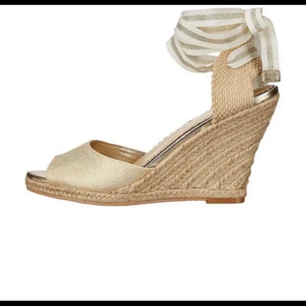 LAST PAIR‼️New Lilly Pulitzer Alyssa Gold Metallic Tie Sandal Size 8.5 - Picture 4 of 7